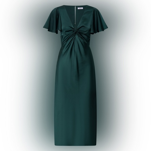 Showpo. Dresses & Skirts - Showpo. AMARTINA MIDI V NECK TWIST BODICE FLUTTER SLEEVE DRESS FOREST GREEN NWT